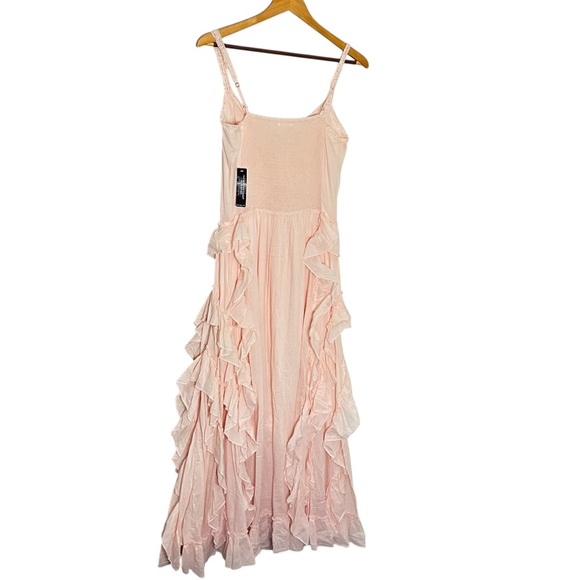 NWT VENUS Ruffled Tiered Maxi Boho Dress 100% Cotton In Blush Pink Size S - Picture 6 of 7